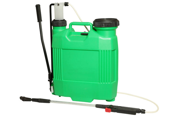 Spraying Fertilizer isolated. Hand-pumped sprayer. Garden accesories - Photo, Image