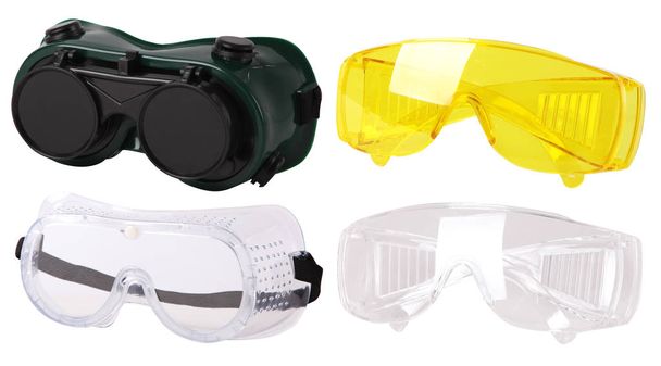 Colección de gafas protectoras (gafas de seguridad). Gafas de trabajo protectoras de plástico
 - Foto, Imagen