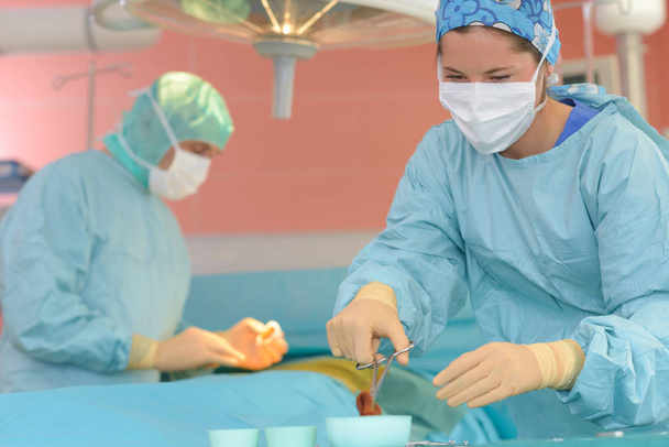 two surgeons at work in operating room - Fotoğraf, Görsel