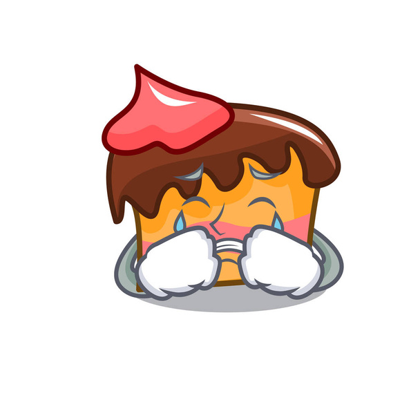 Crying sponge cake mascot cartoon vector illustration - Вектор, зображення