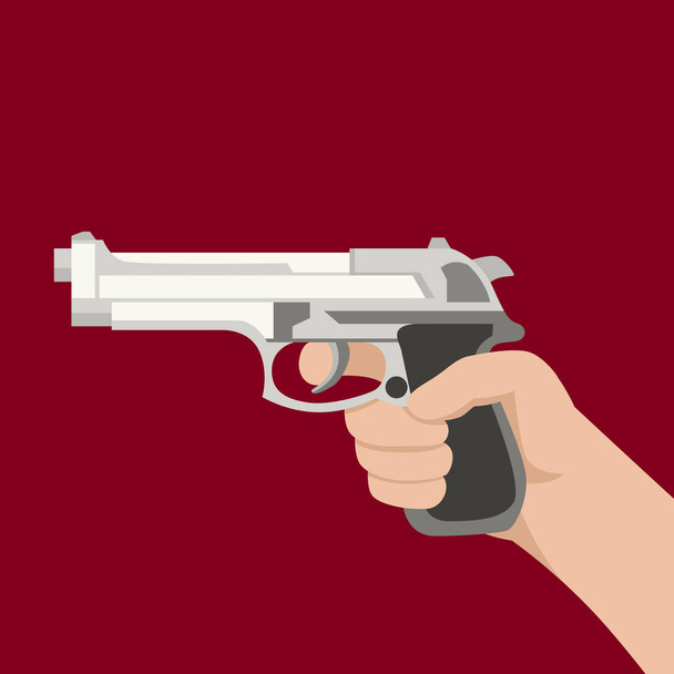 pistola en mano vector ilustración plano estilo perfil
  - Vector, Imagen