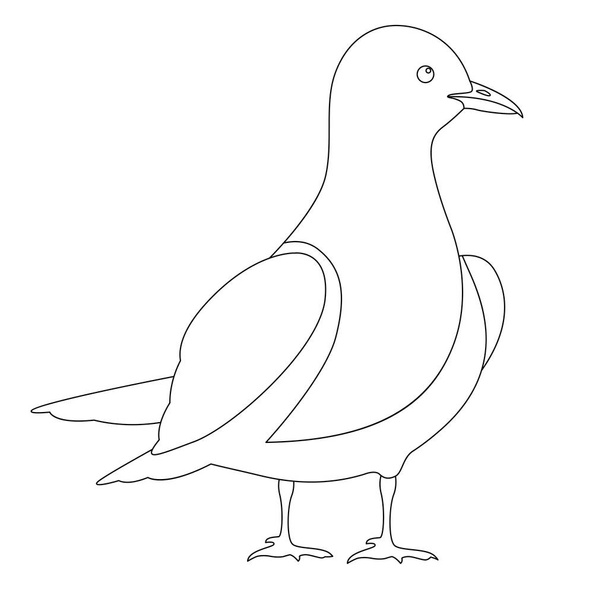 gull vector illustration  line drawing profile  coloring - Vector, Image