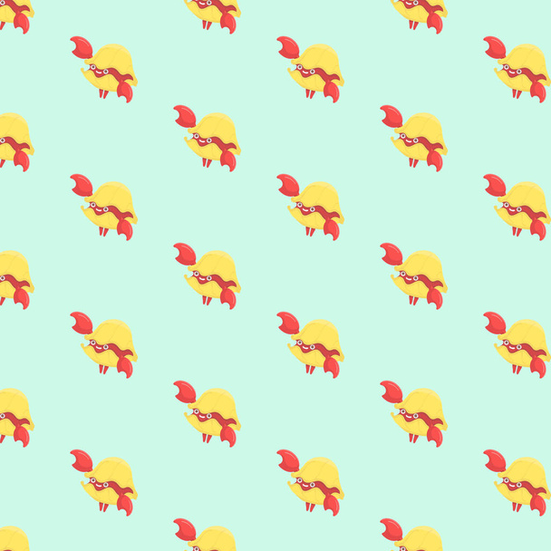 Seamless pattern with hermit crab. - Vector, afbeelding