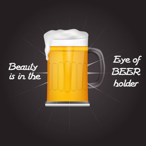 vector illustration of light beer glass for catalog and poster. - Vector, imagen
