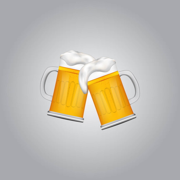 two light beer glass vector illustration.  - Vektor, obrázek