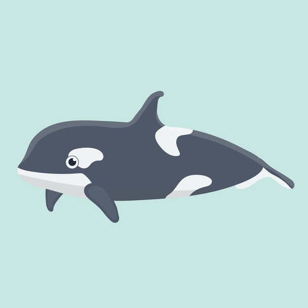 Vector illustration of a funny dolphin on pastel background. - Vector, afbeelding
