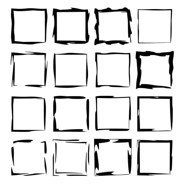 Grunge frames. Geometric square empty borders. Vector illustration.  - Vector, Image