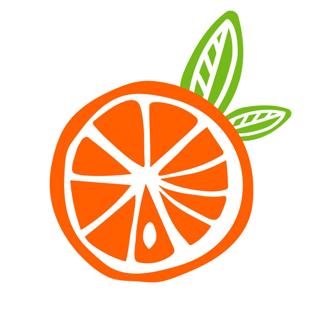 cut fruit range with leaves icon vector - Vector, Image