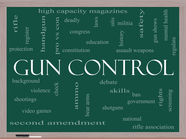 Concept de nuage de mot de contrôle d'arme sur un tableau noir
 - Photo, image