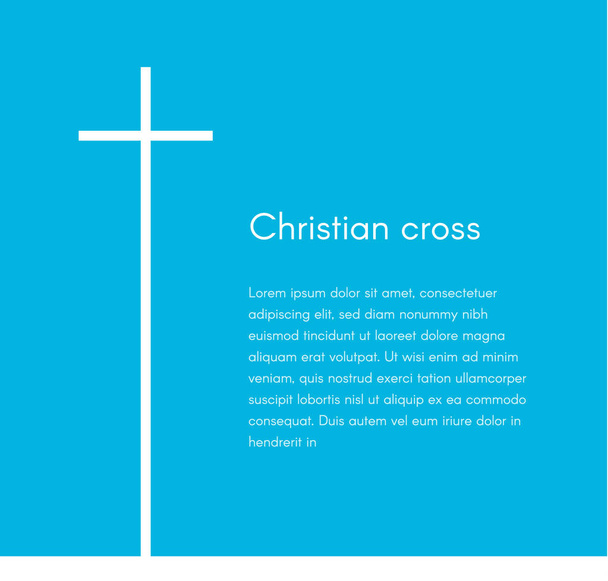 Křesťanský kříž silueta. Symbol náboženství. Bílý kříž na modré pozadí s textem, vektorové ilustrace šablona pro brožura, plakát a web banner design - Vektor, obrázek