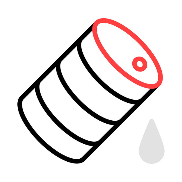 Striped cistern with fuel in red, grey and black colours isolated on white background - Вектор, зображення