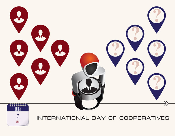 Calendar events of July - Congratulations for International Day of Cooperatives - Vector, Image