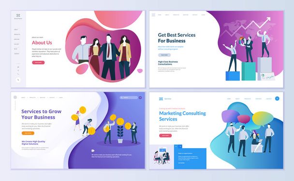 Set of web page design templates for business, finance and marketing. Modern vector illustration concepts for website and mobile website development. Easy to edit and customize. - Vector, Image