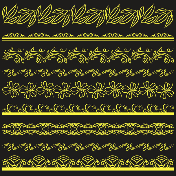 Set of Lace Paper with flower and decorative elements over black background, vector - Vector, Image