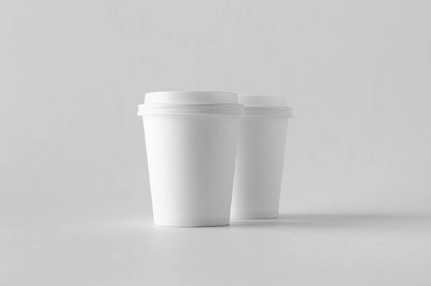 8 oz. white coffee paper cup mock-up with lid. - Photo, Image