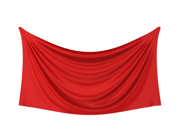 Blank cloth banner. 3d illustration isolated on white background  - Foto, afbeelding
