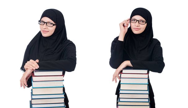 Młoda muzułmanka z książkami - Zdjęcie, obraz