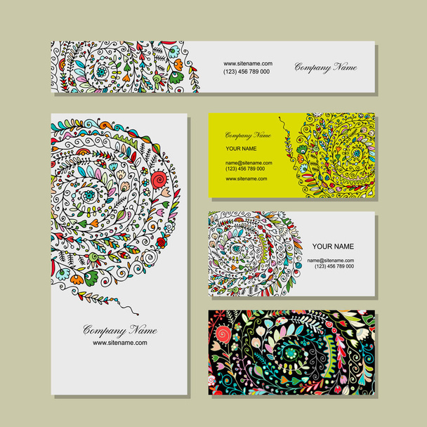Business cards design, floral background - Vektor, Bild