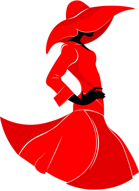 Elegant silhouette of a fashionable girl on a white background. - Vector, Image