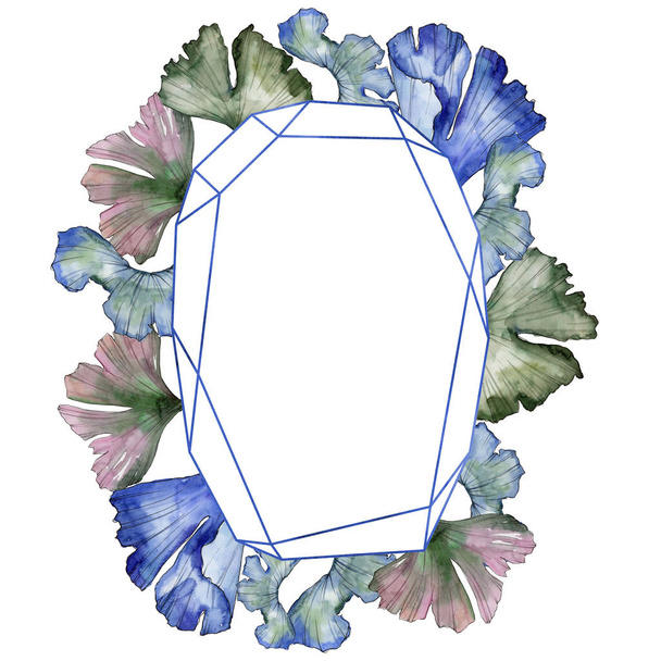 Ginkgo leaves in a watercolor style. Frame border ornament square. Aquarelle leaf for background, texture, wrapper pattern, frame or border. - Fotó, kép