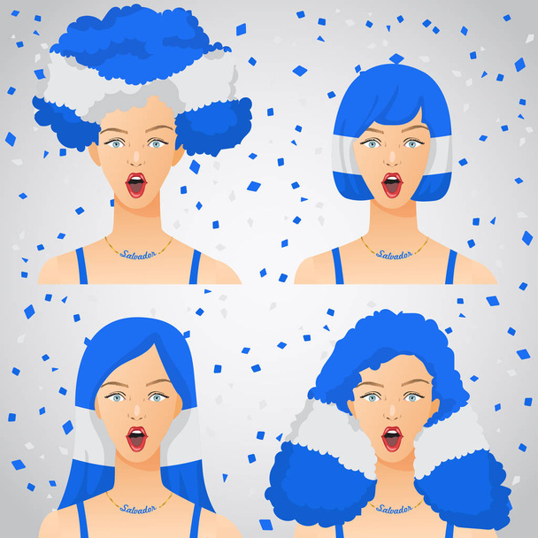 Surprised Woman with National Flag Haircut :  Vector Illustration - Вектор,изображение