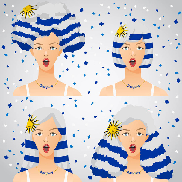 Surprised Woman with National Flag Haircut :  Vector Illustration - Vektori, kuva