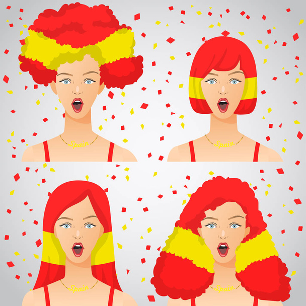 Surprised Woman with National Flag Haircut :  Vector Illustration - Vector, afbeelding