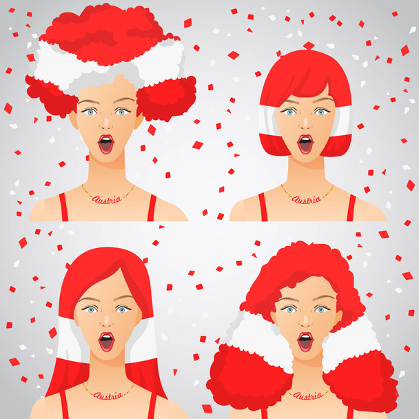 Surprised Woman with National Flag Haircut :  Vector Illustration - Вектор,изображение