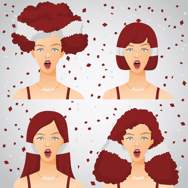 Surprised Woman with National Flag Haircut :  Vector Illustration - Διάνυσμα, εικόνα