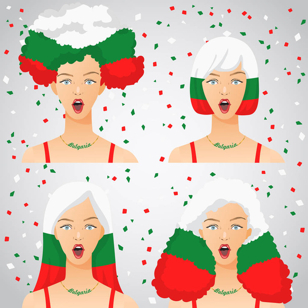 Surprised Woman with National Flag Haircut :  Vector Illustration - Vecteur, image