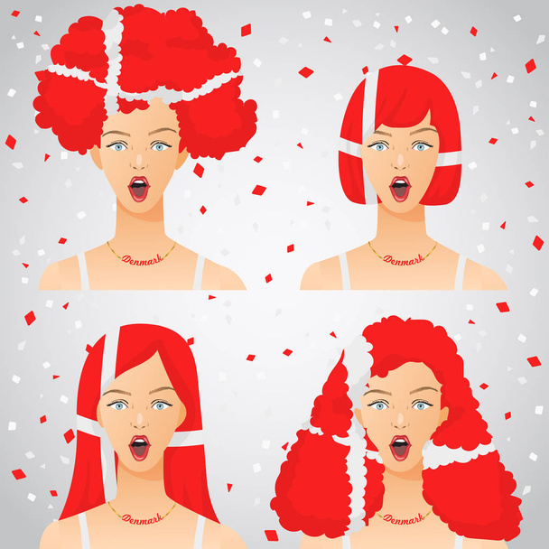 Surprised Woman with National Flag Haircut :  Vector Illustration - ベクター画像