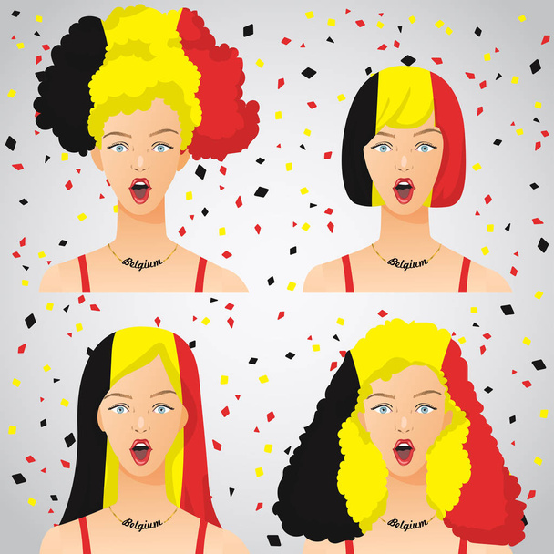 Surprised Woman with National Flag Haircut :  Vector Illustration - Vecteur, image