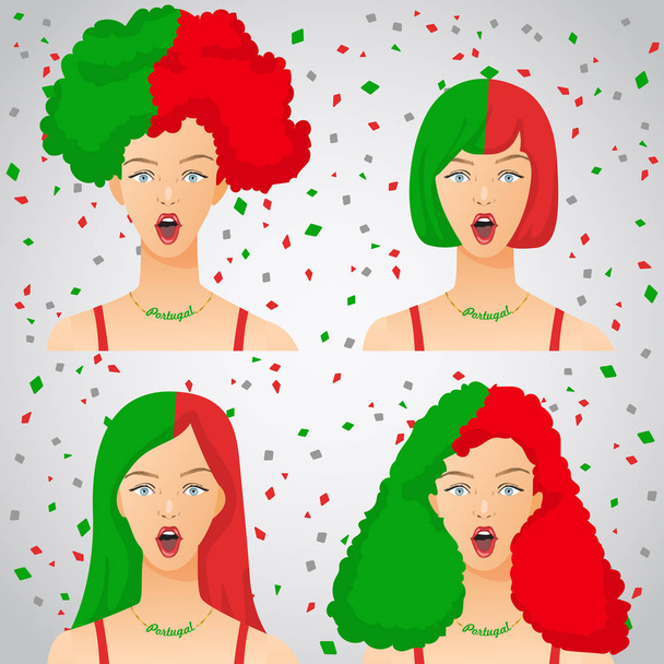 Surprised Woman with National Flag Haircut :  Vector Illustration - Vector, Image