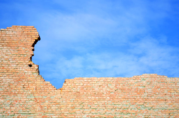 blue sky and brick wall - Photo, Image