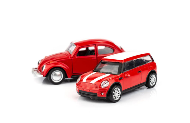 red toy car isolated on white background. - Foto, imagen