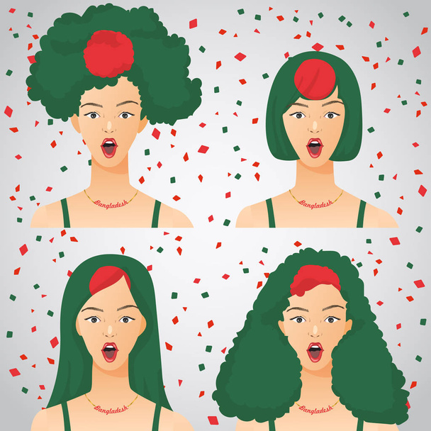 Surprised Woman with National Flag Haircut : Vector Illustration - Vector, Image