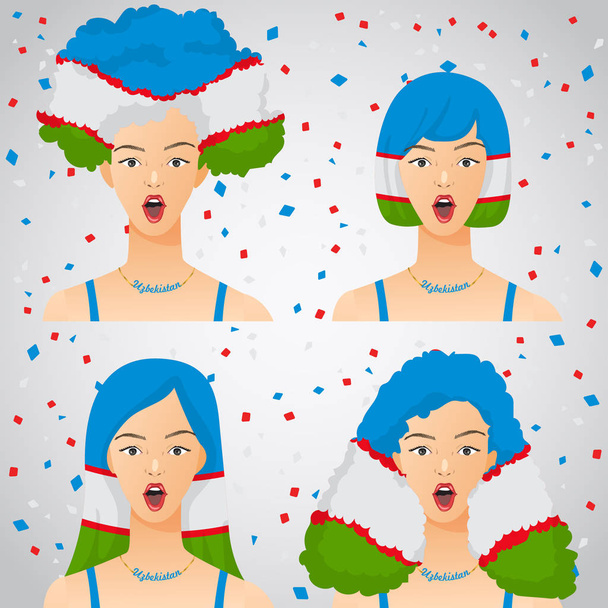 Surprised Woman with National Flag Haircut : Vector Illustration - Vecteur, image