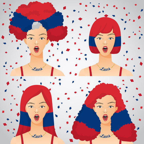 Surprised Woman with National Flag Haircut : Vector Illustration - Вектор,изображение