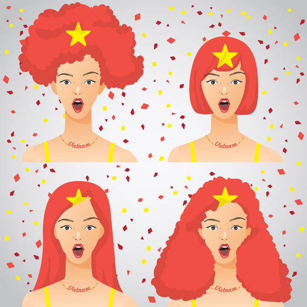 Surprised Woman with National Flag Haircut : Vector Illustration - Vecteur, image