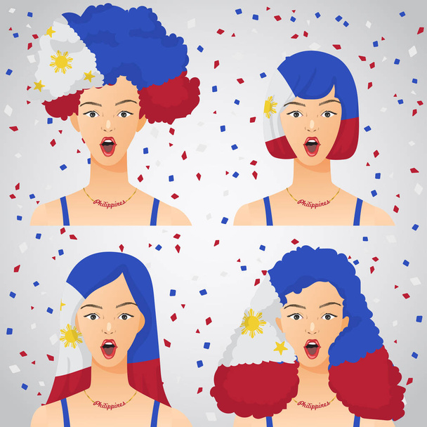 Surprised Woman with National Flag Haircut : Vector Illustration - ベクター画像