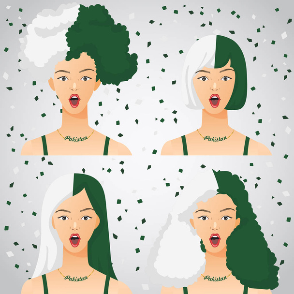 Surprised Woman with National Flag Haircut : Vector Illustration - Διάνυσμα, εικόνα