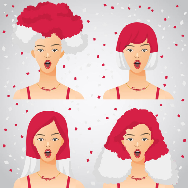 Surprised Woman with National Flag Haircut : Vector Illustration - Вектор,изображение