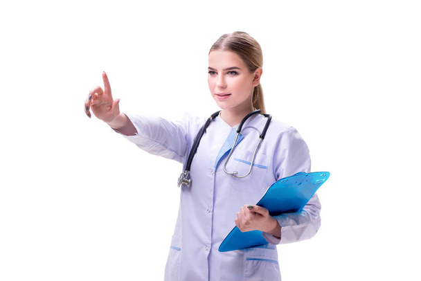 Mladá žena lékař izolované na bílém pozadí - Fotografie, Obrázek