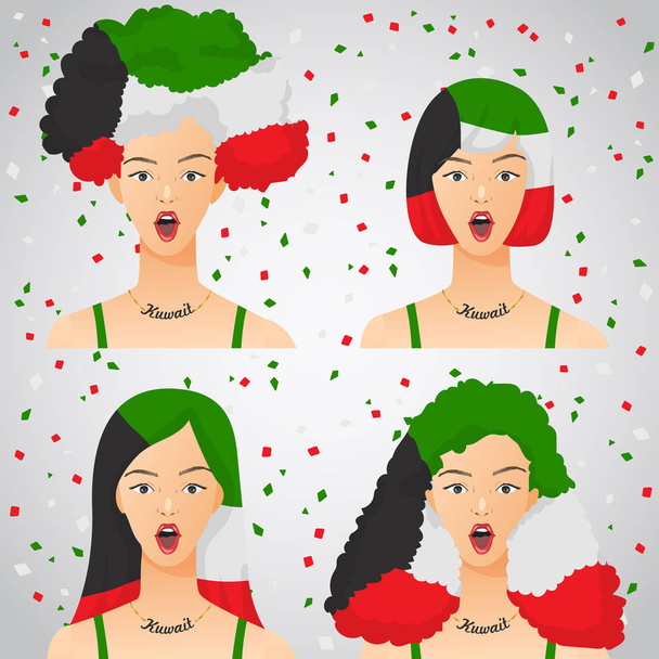 Surprised Woman with National Flag Haircut : Vector Illustration - Vector, imagen