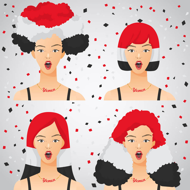 Surprised Woman with National Flag Haircut : Vector Illustration - Vector, afbeelding
