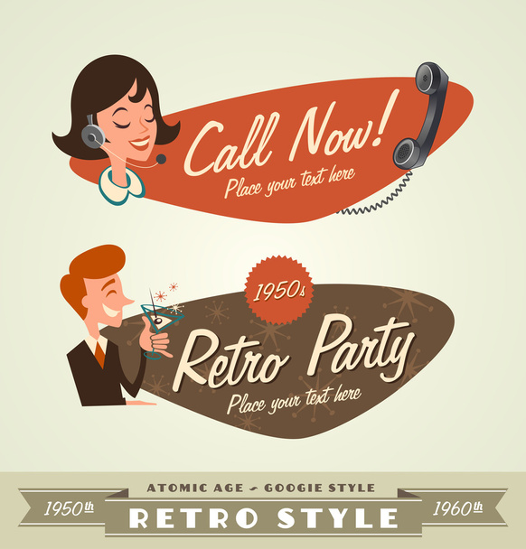 vintage and retro lables retro party - Vector, Image