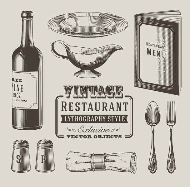 vintage restaurant vector - Vector, imagen