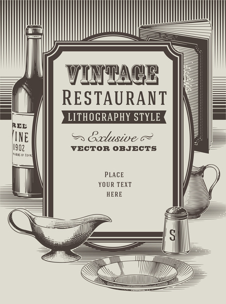 vintage restaurant vector - Vector, imagen