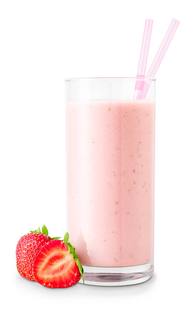 strawberry smoothie in glass - 写真・画像