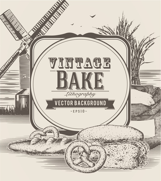 vintage bakery objects - Vector, imagen